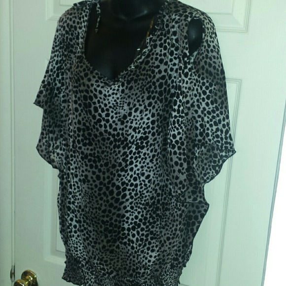 Women's sheer cheetah print, plus size blouse