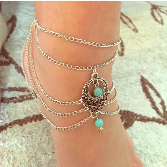 Pair of Boho Indie Silver Ankle or Arm Jewelry - Picture 1 of 5