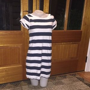 Banana Republic Navy Striped Cotton Tshirt Dress