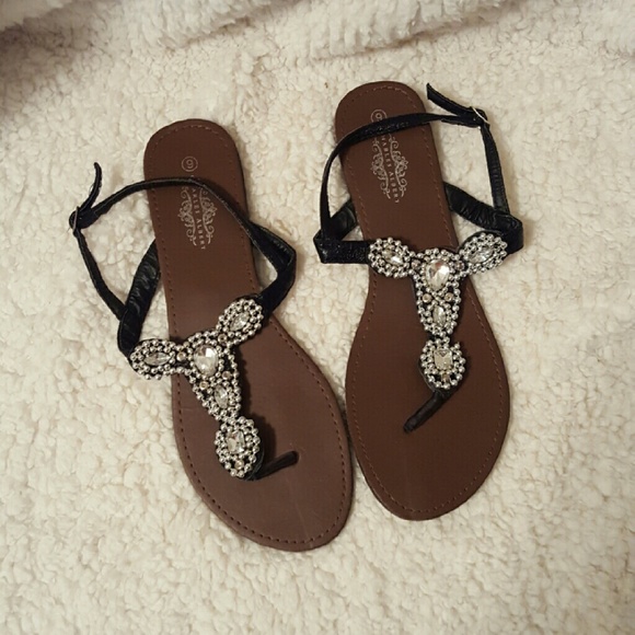 Charles Albert Thong Sandals with Rhinestones