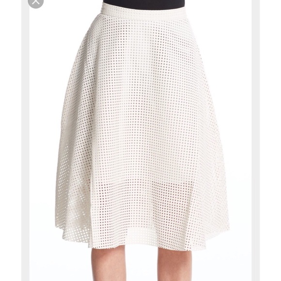 Preforated Faux Leathed Midi Skirt