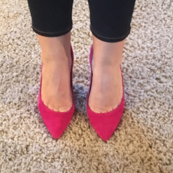 Brian Atwood pink suede sling backs