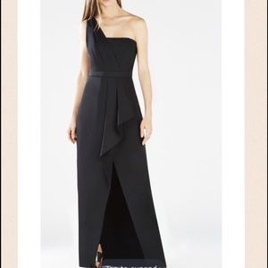 BCBG one shoulder black gown