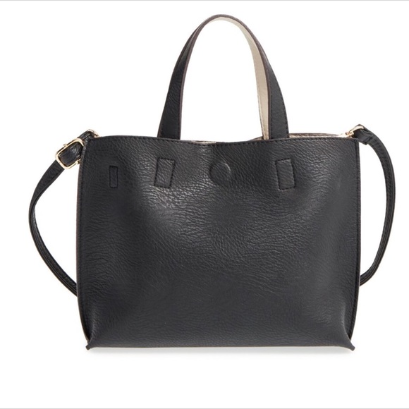 Black Street Level reversible mini tote & wristlet