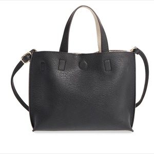 Black Street Level reversible mini tote & wristlet