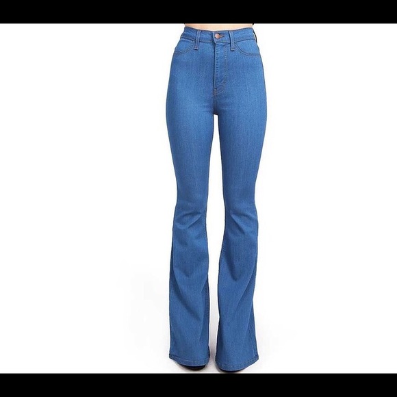 High waist bell bottom NWOT classic blue & black