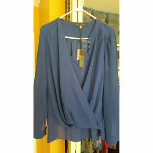 Rose and Olive Blue Top NWT XL