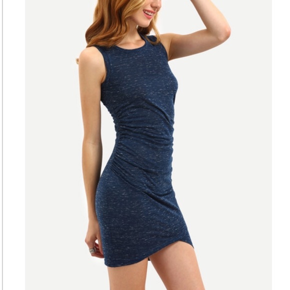 CLOSETCLEANOUT-Blue Asymmetrical BodyCon Dress