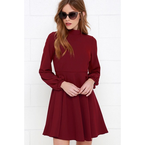 Burgundy Long Sleeve Dress