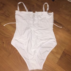 Never worn White lace up one piece suit