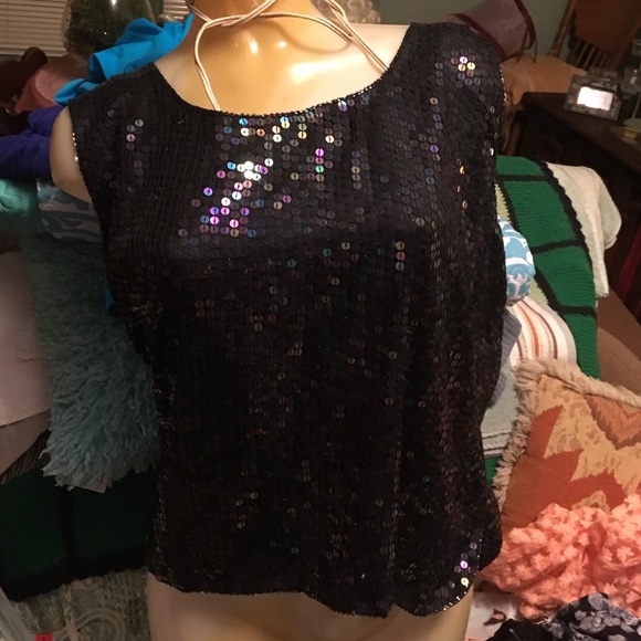 Sleeveless sequined top - Picture 1 of 2