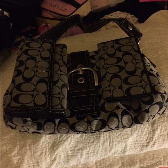 black/grey coach bag with matching wallet and case - Picture 4 of 4