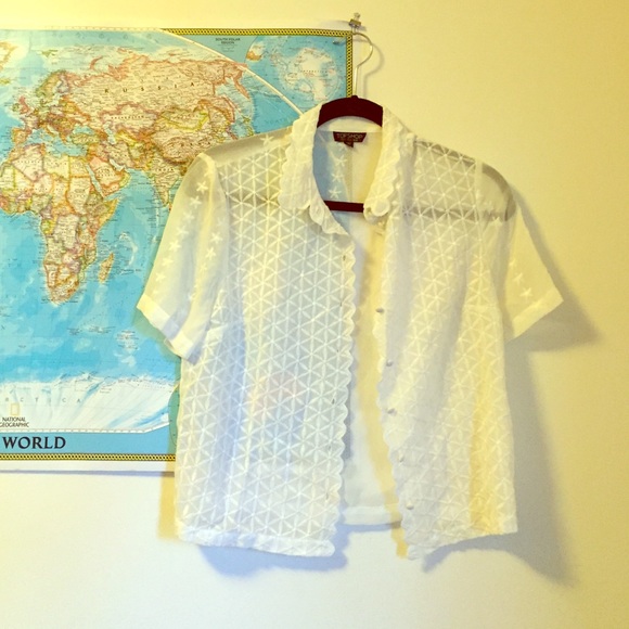 Sheer Patterned Top Shop Button Up - image 1