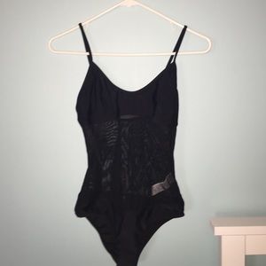 black w/ mesh one piece bathing suit