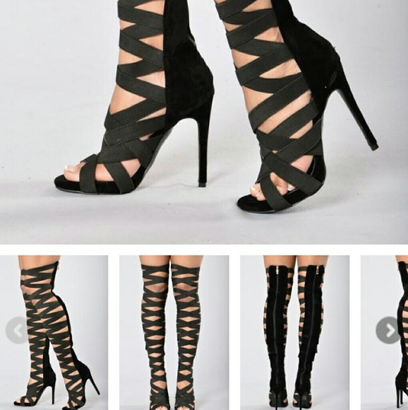 *sold locally**Thigh high black boots size 7