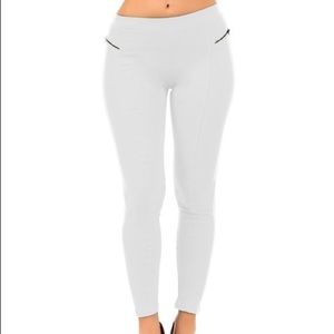 White pintuck leggings