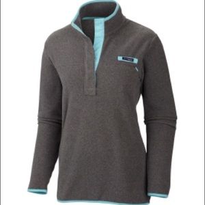 Gray and light blue Columbia fleece sweatshirt