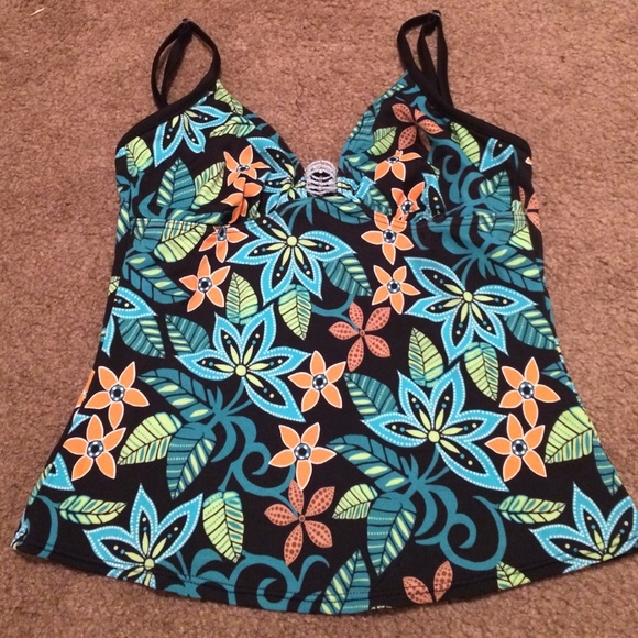 Teal and Orange Bathing Suit Top
