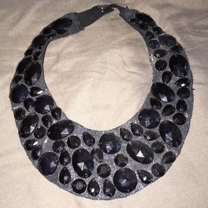 Black glam bib necklace