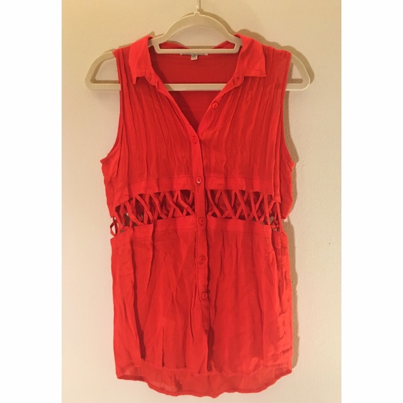 Urban Outfitters Red Button Down Blouse
