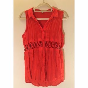 Urban Outfitters Red Button Down Blouse