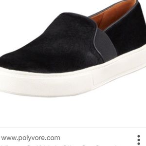 Vince black calf hair slip on sneakers