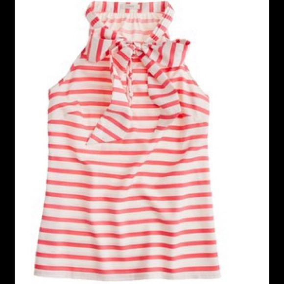 J.Crew Bow Cami in Red / coral stripe Nautical