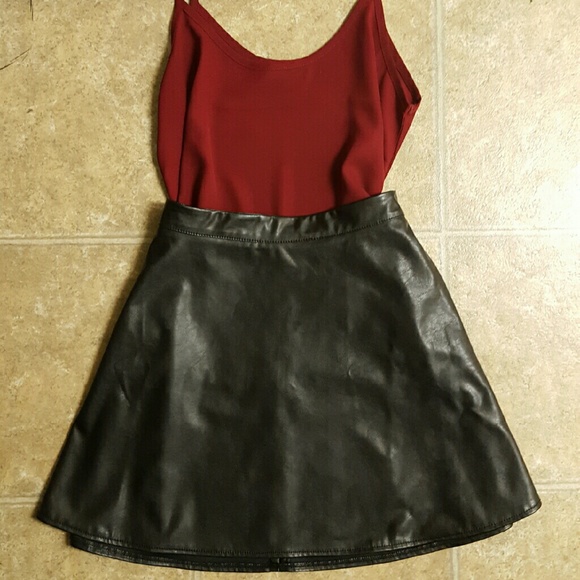 H&M Dresses & Skirts - Black Pleather Skater Skirt