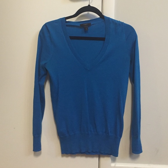 J crew blue v neck light cashmere material
