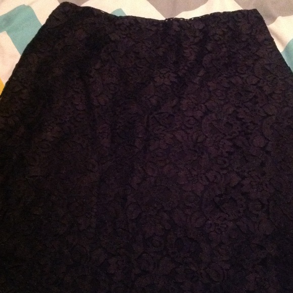 Dress Barn knee length black lace skirt