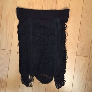 Top shop knit jersey fringe mini skirt