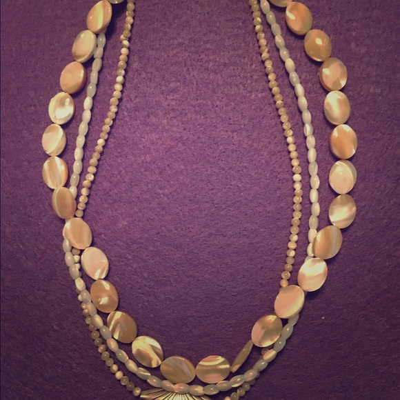 Triple strand mother of pearl necklace