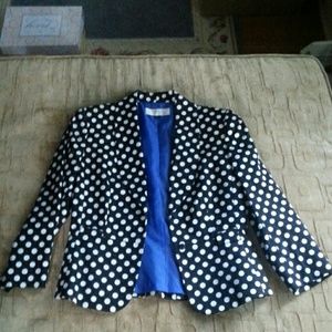 Tahari black and white polka dot blazer size 4
