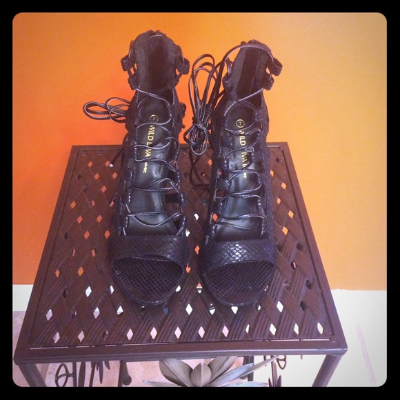 Wild Diva Lounge lace up heels