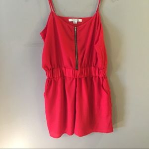 Bright red Forever 21 romper w/ front zip