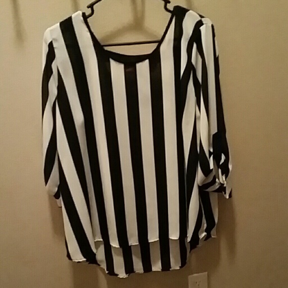 Black and White Sheer Blouse