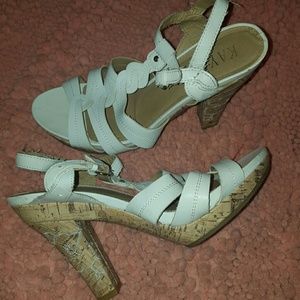 Kaya white cork heels
