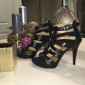 💍💎LIKE NEW!! BLACK NINE WEST LEATHER HEELS!!!