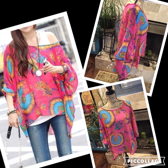 Floral Boho dolman sleeve - Picture 2 of 4