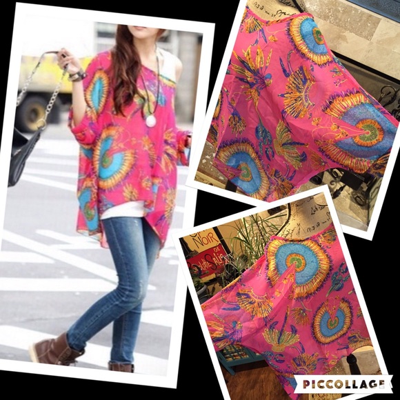 Floral Boho dolman sleeve - Picture 3 of 4