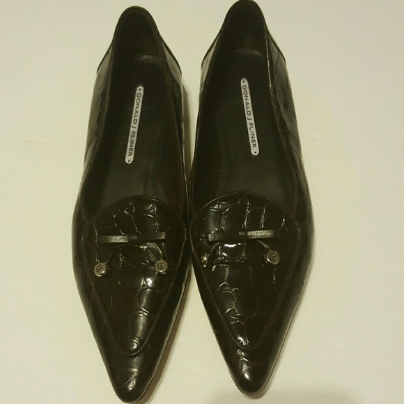 Donald j Pliner Brown Snake Embossed Loafers 8.5M