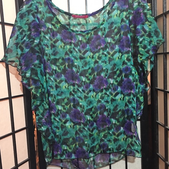 Green and purple print top