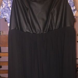Long black flowing dress with leather top