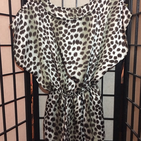 Brown silk cheetah print shirt