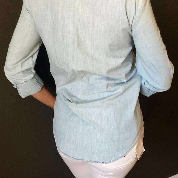 Zara blue denim button down shirt premium - Picture 2 of 4
