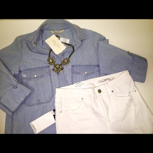 Zara blue denim button down shirt premium - Picture 4 of 4