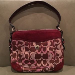 Coach Burgundy Optic Signature Canvas Chelsea Hobo