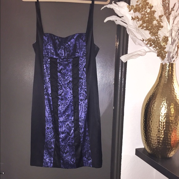 Bebe Black & Violet, Lace & Corset Dress Med