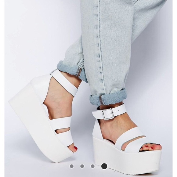 Asos Shoes - White Leather Flatform