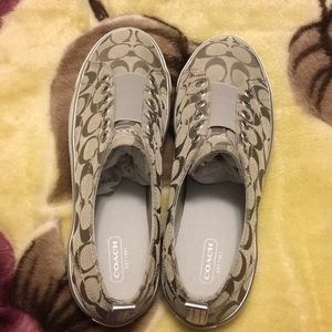 Silver coach sneakers, Size 10 New, never worn.